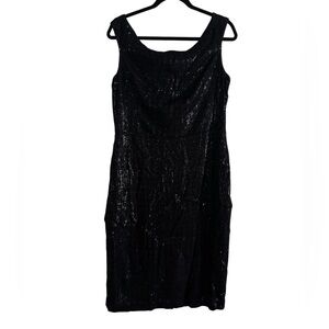 Lauren Ralph Lauren Elegant Black Sequin velvet Dress Size 14